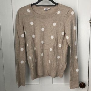 Tan sweater with white polka dots